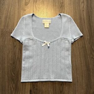 The Prairie by Rachel Ashwell Light Blue Knit Blouse w/ Bow